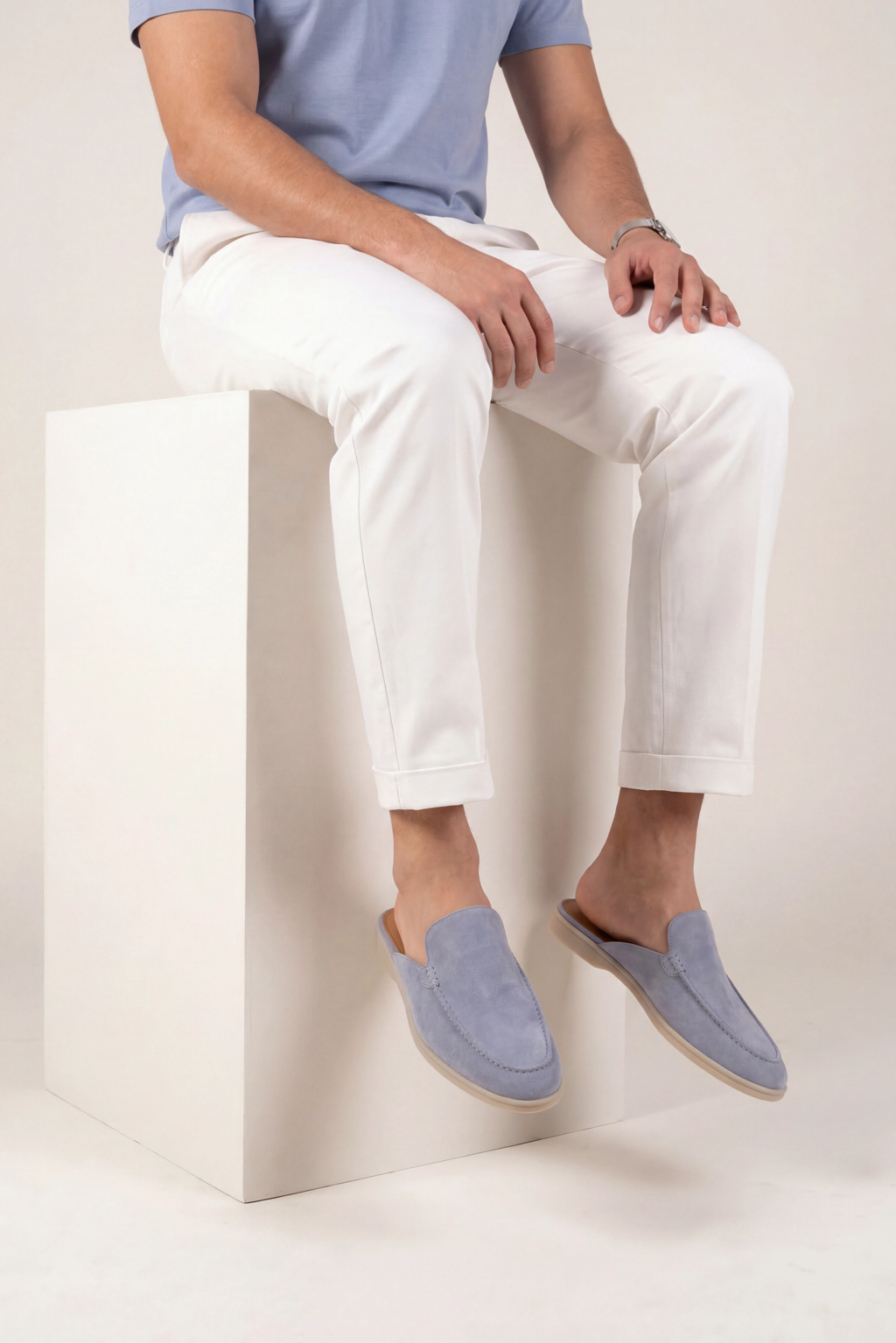 Mule suède · Bleu clair - Norda