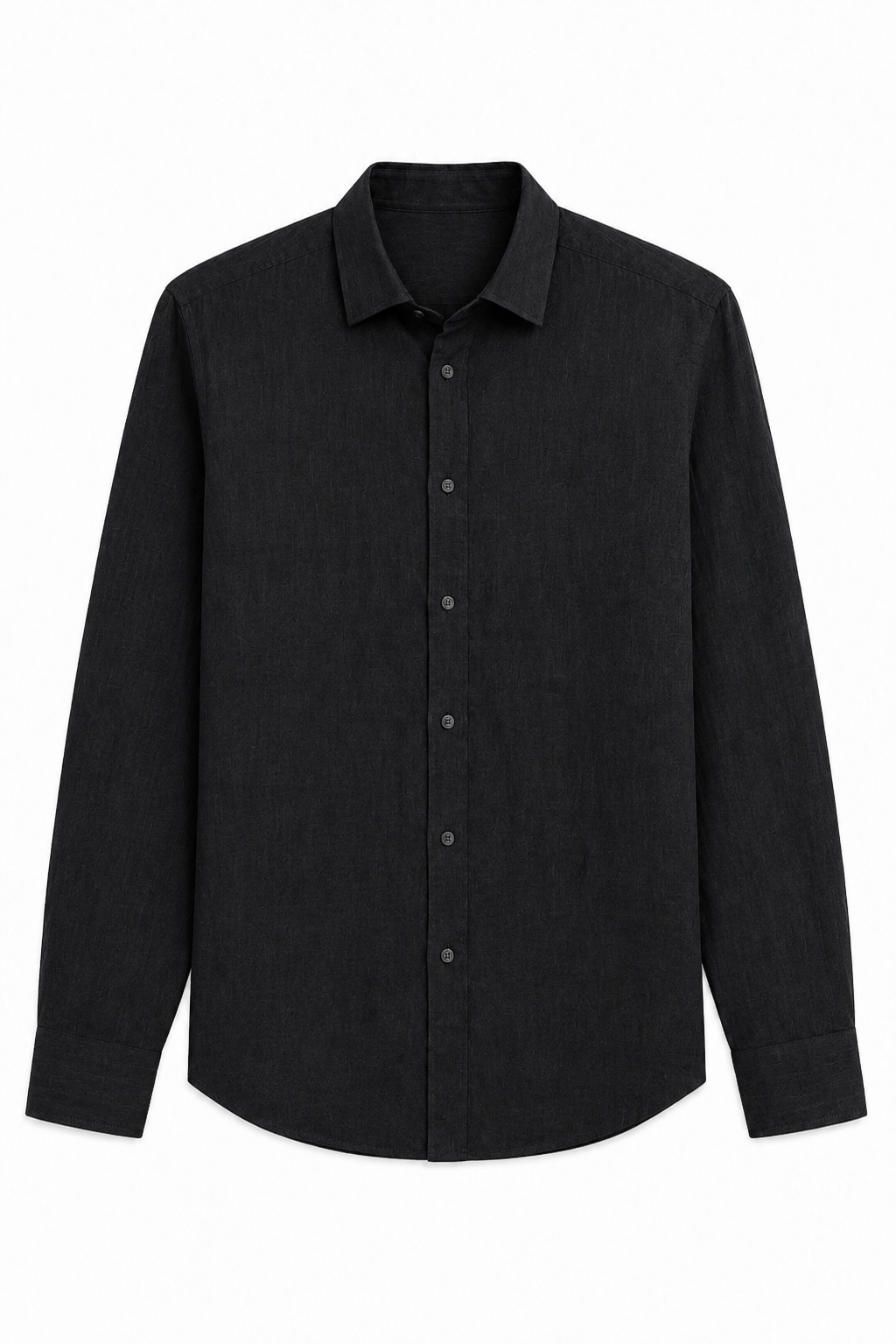 Chemise lin · Noir ghost mannequin fond blanc