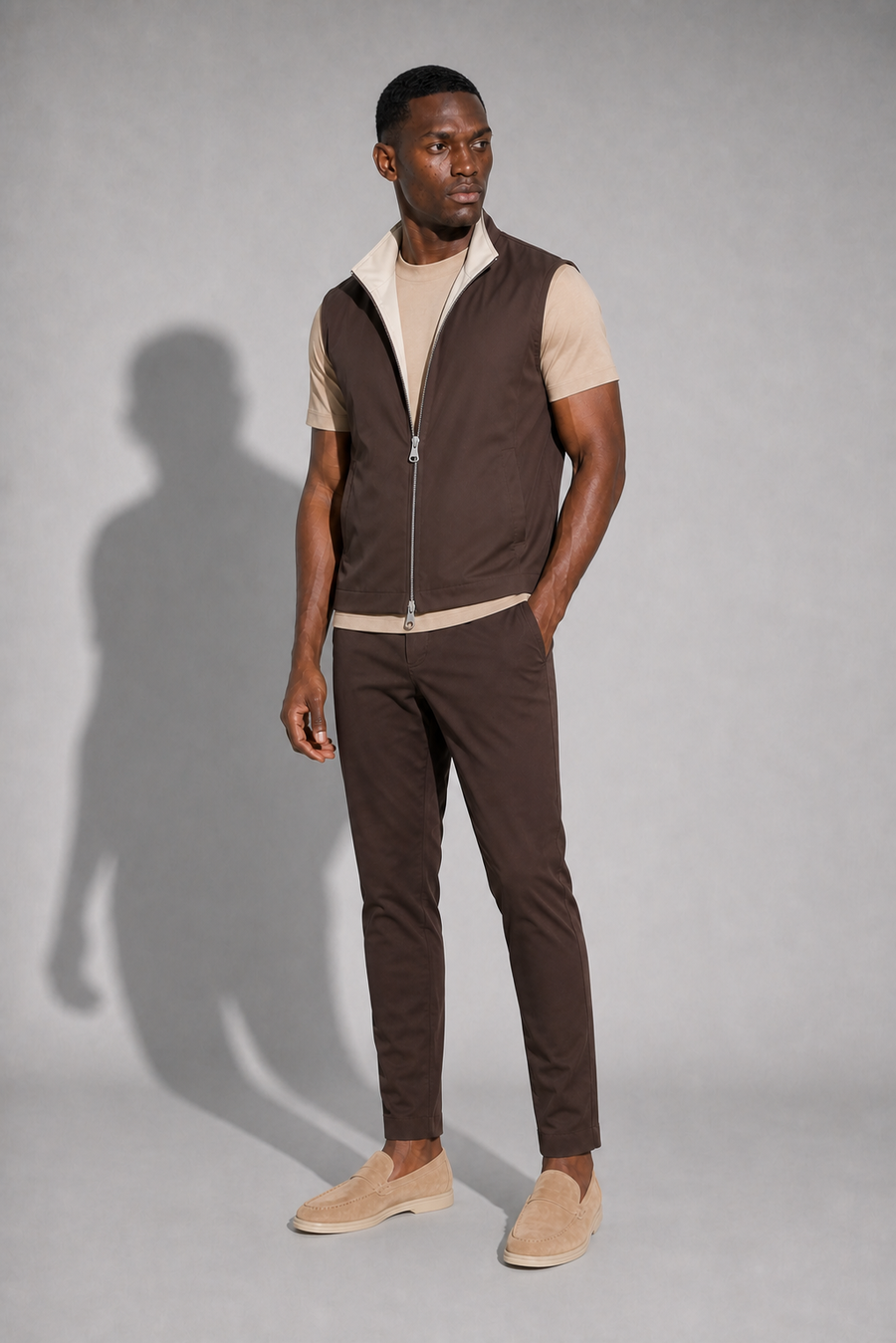 Bodywarmer réversible léger · Marron — Vue 3