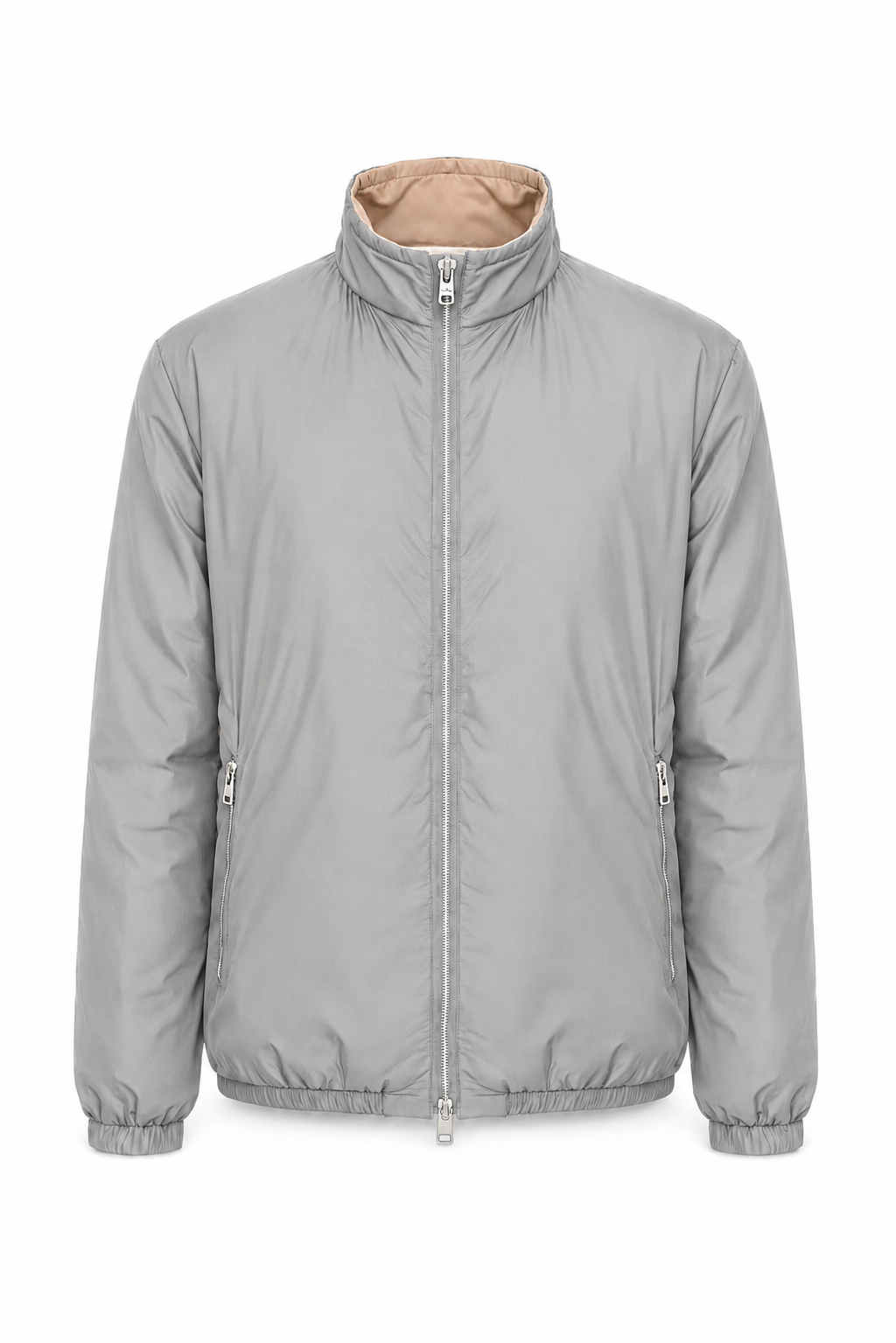 Doudoune réversible · Gris ghost mannequin fond blanc
