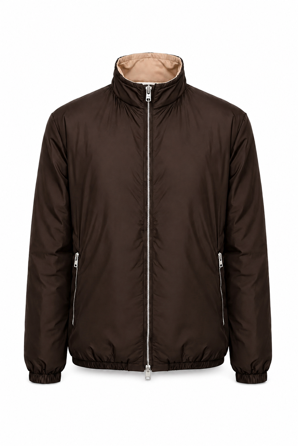 Doudoune réversible · Marron ghost mannequin fond blanc