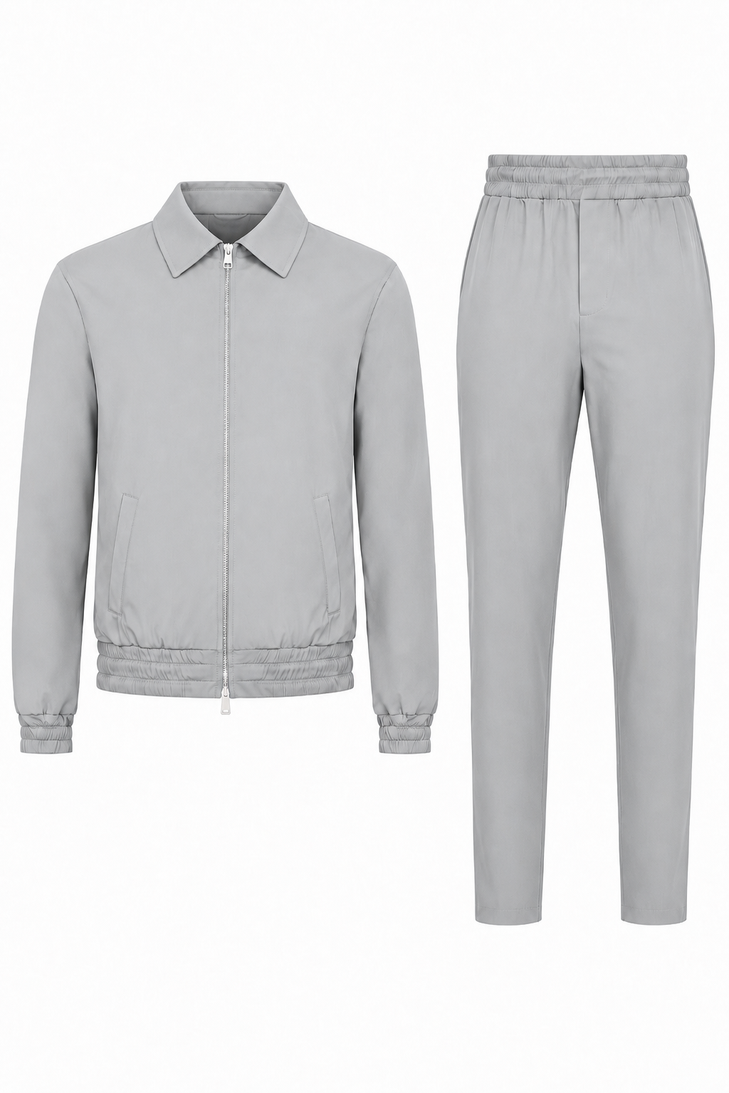 Ensemble travel · Gris clair ghost mannequin fond blanc