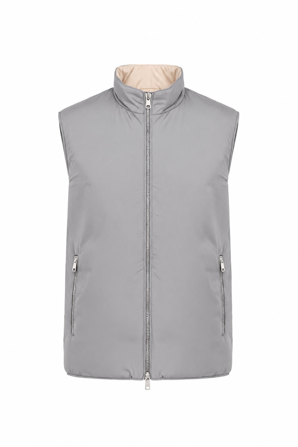 Gilet matelassé · Gris ghost mannequin fond blanc
