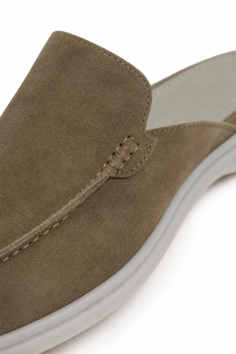 Mule suède · Olive — Vue 3