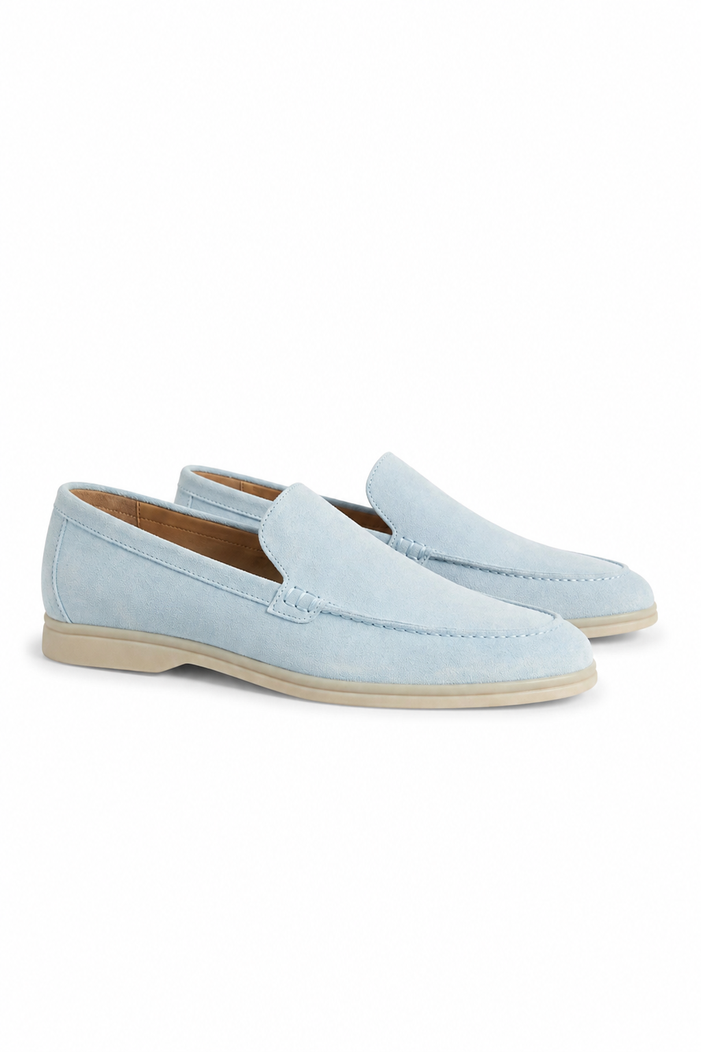 Mocassin suède · Bleu clair - vue 02 ghost paire trois-quarts - NORDA