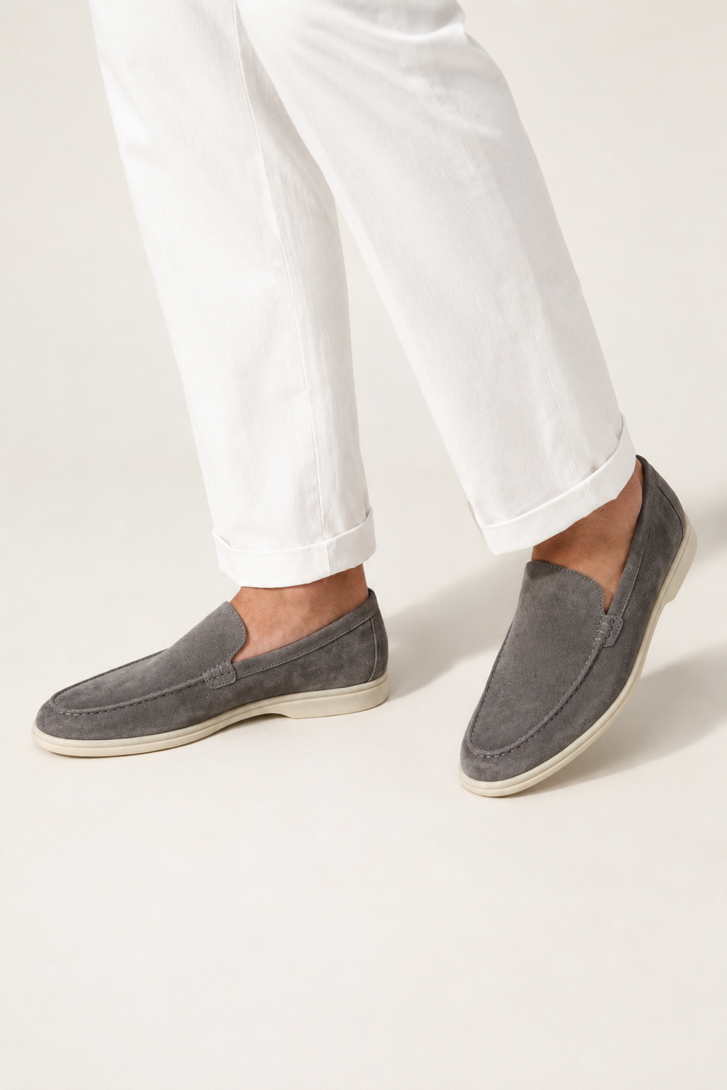 Mocassin suède · Gris - porté step style Aurélien - NORDA