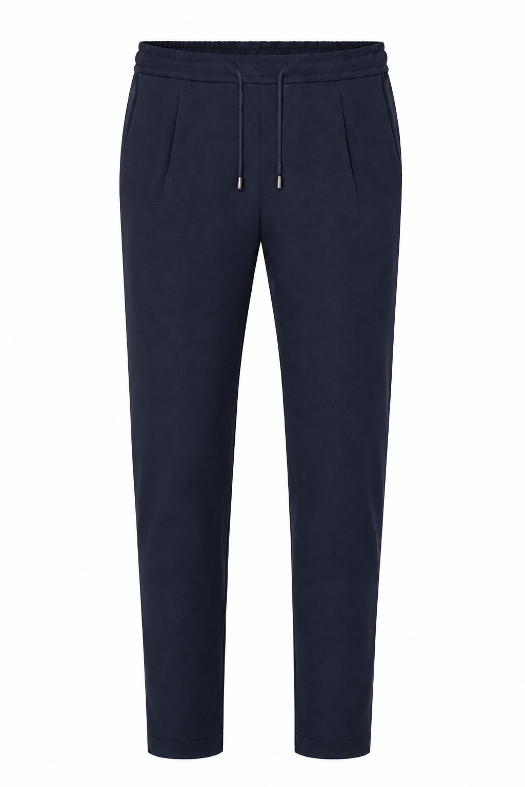 Pantalon smart stretch · Marine ghost mannequin fond blanc
