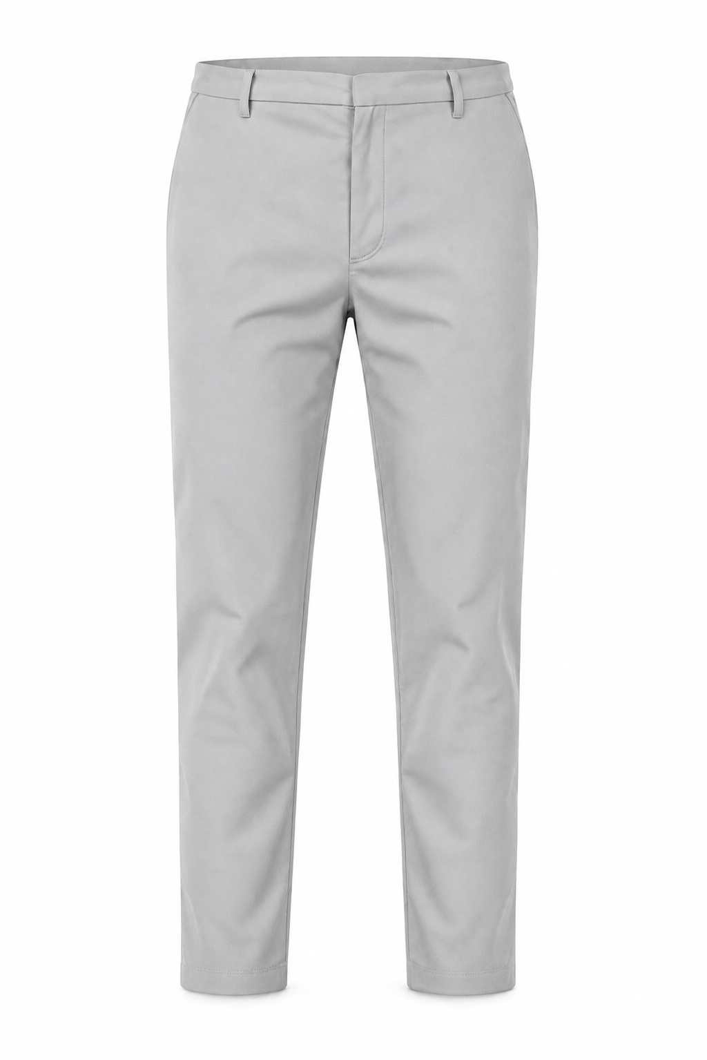 Pantalon twill stretch · Gris ghost mannequin fond blanc