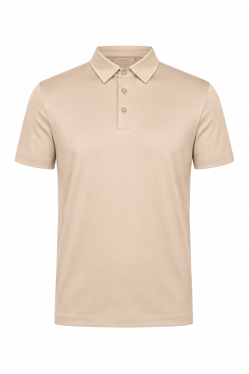 Polo mercerisé · Beige ghost mannequin fond blanc