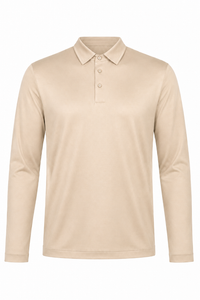 Polo mercerisé manches longues · Beige