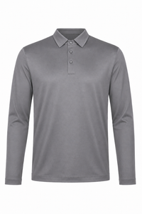 Polo mercerisé manches longues · Gris