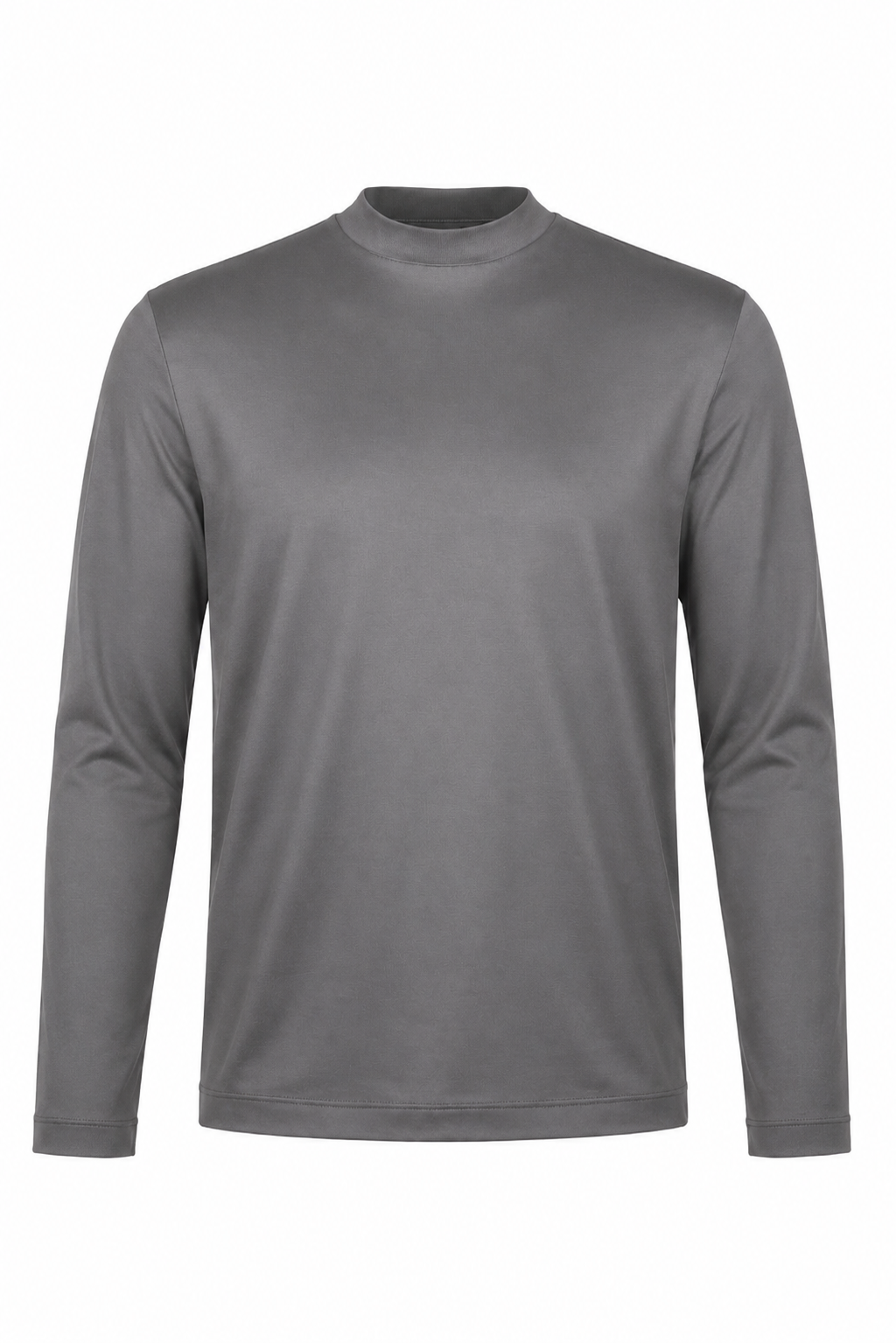 T-shirt mercerisé manches longues · Gris ghost mannequin fond blanc