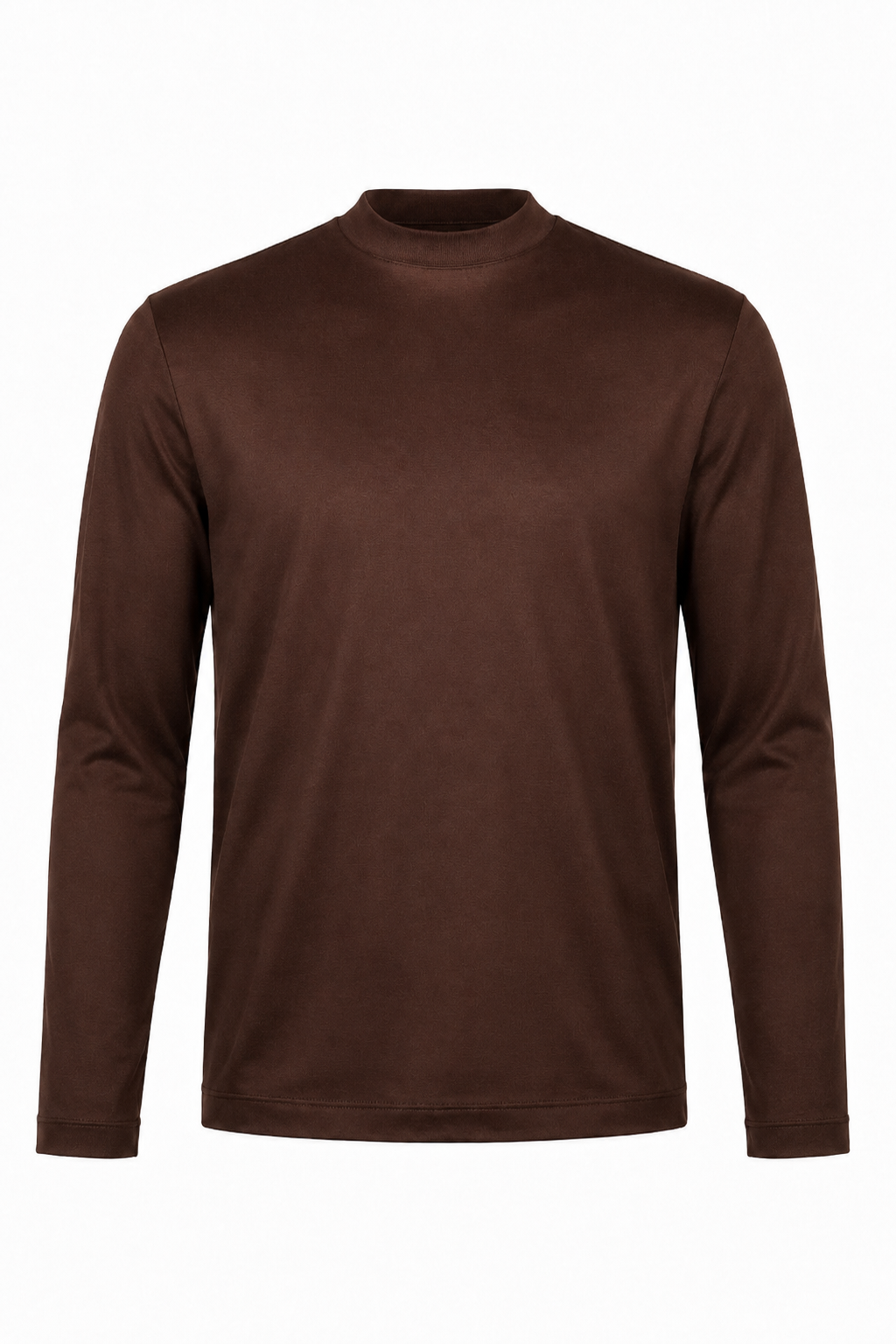 T-shirt mercerisé manches longues · Marron ghost mannequin fond blanc