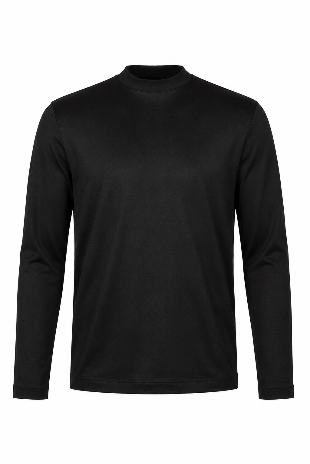 T-shirt mercerisé manches longues · Noir ghost mannequin fond blanc