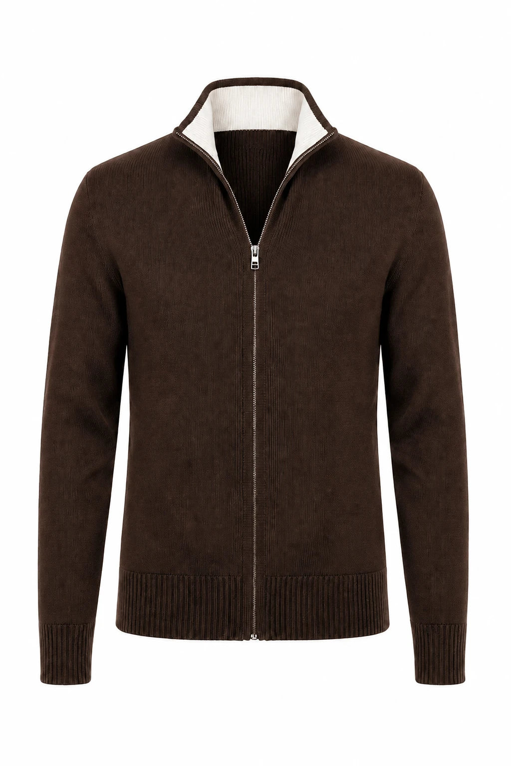 Product view of Zip-up cardigan · Brown