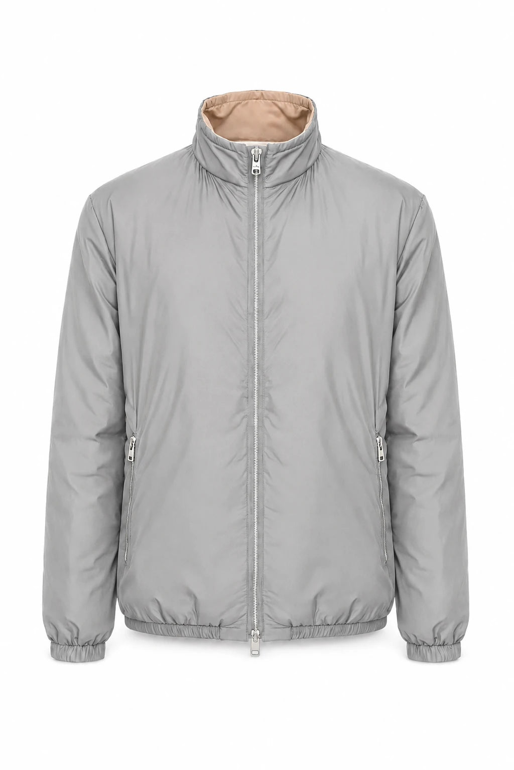 Product view of Reversible puffer jacket · Grey