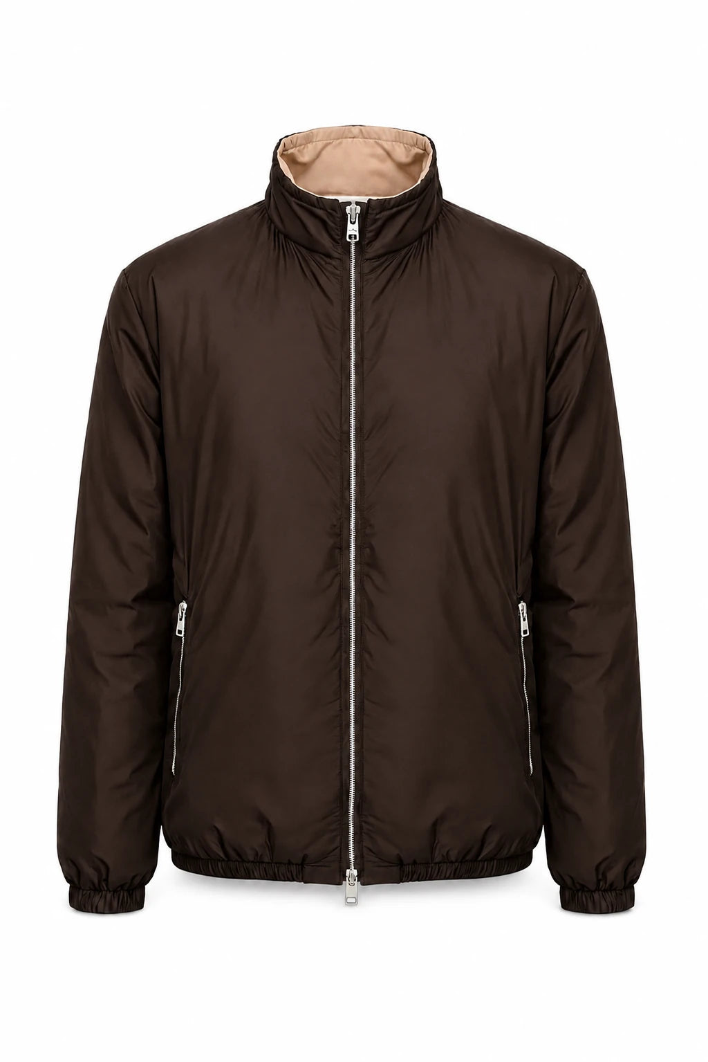 Product view of Reversible puffer jacket · Brown