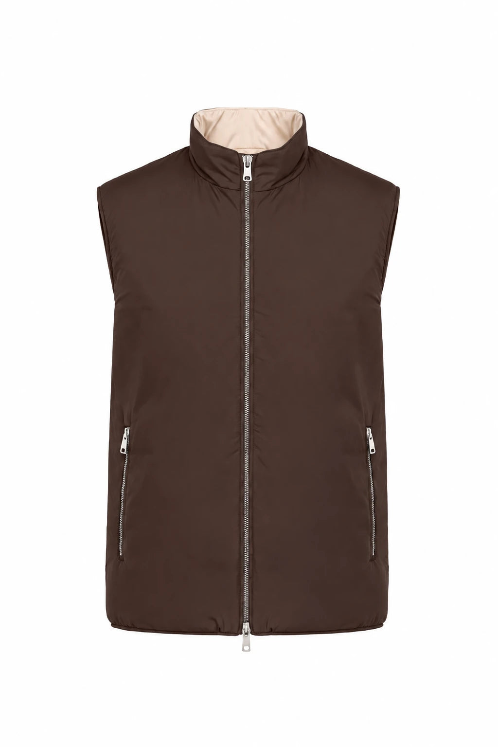 Product view of Reversible padded gilet · Brown