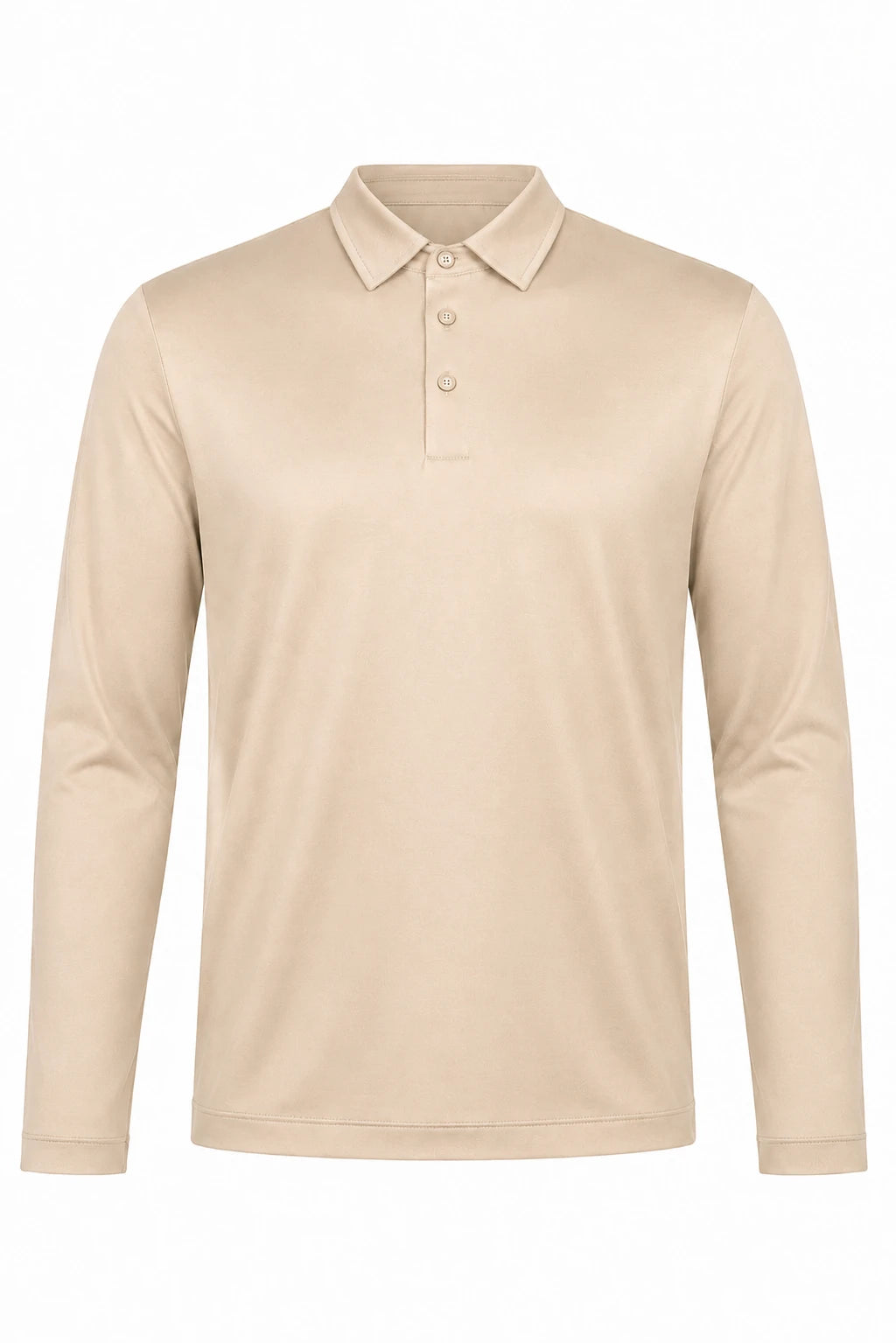 Product view of Long-sleeved mercerised polo shirt · Beige