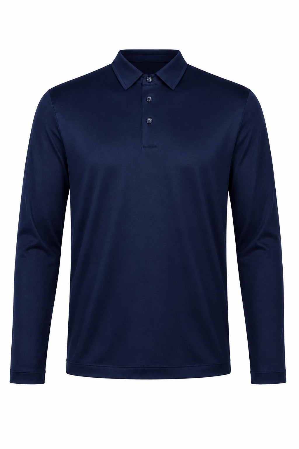 Product view of Long-sleeved mercerised polo shirt · Navy