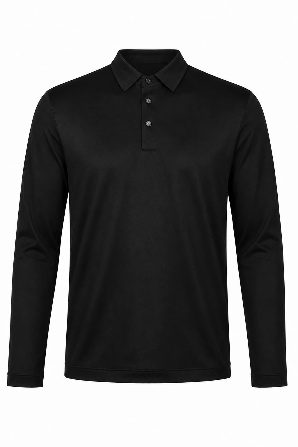 Product view of Mercerised long-sleeved polo shirt · Black